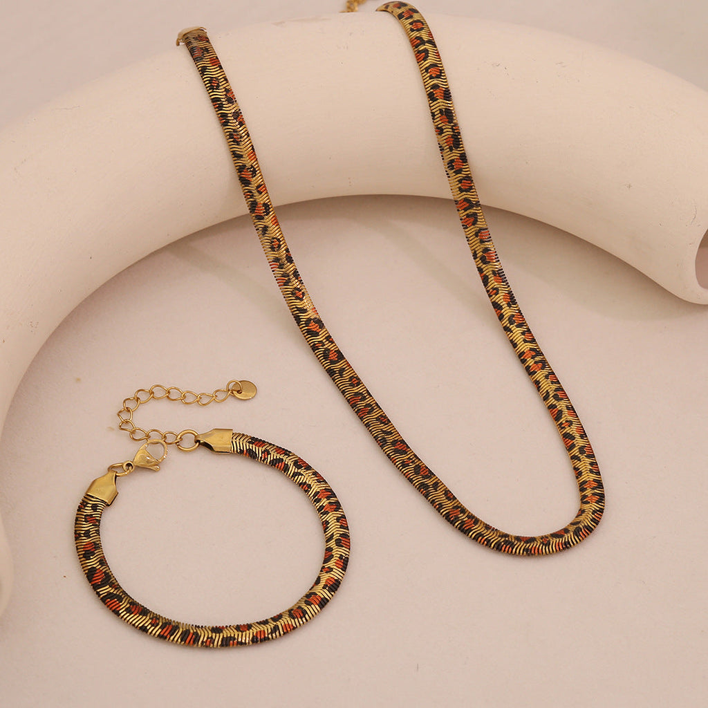 Stainless Steel Leopard-print Snake Chain Necklace