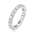 S925 Silver 2.1g Platinum Plated Moissanite Eternity Ring, 3.0mm 19pcs D VVS1 Band, GRA Certified US 5-9