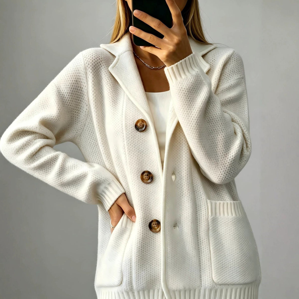 Women's Suit-Collar Thickened Knit Cardigan Coat