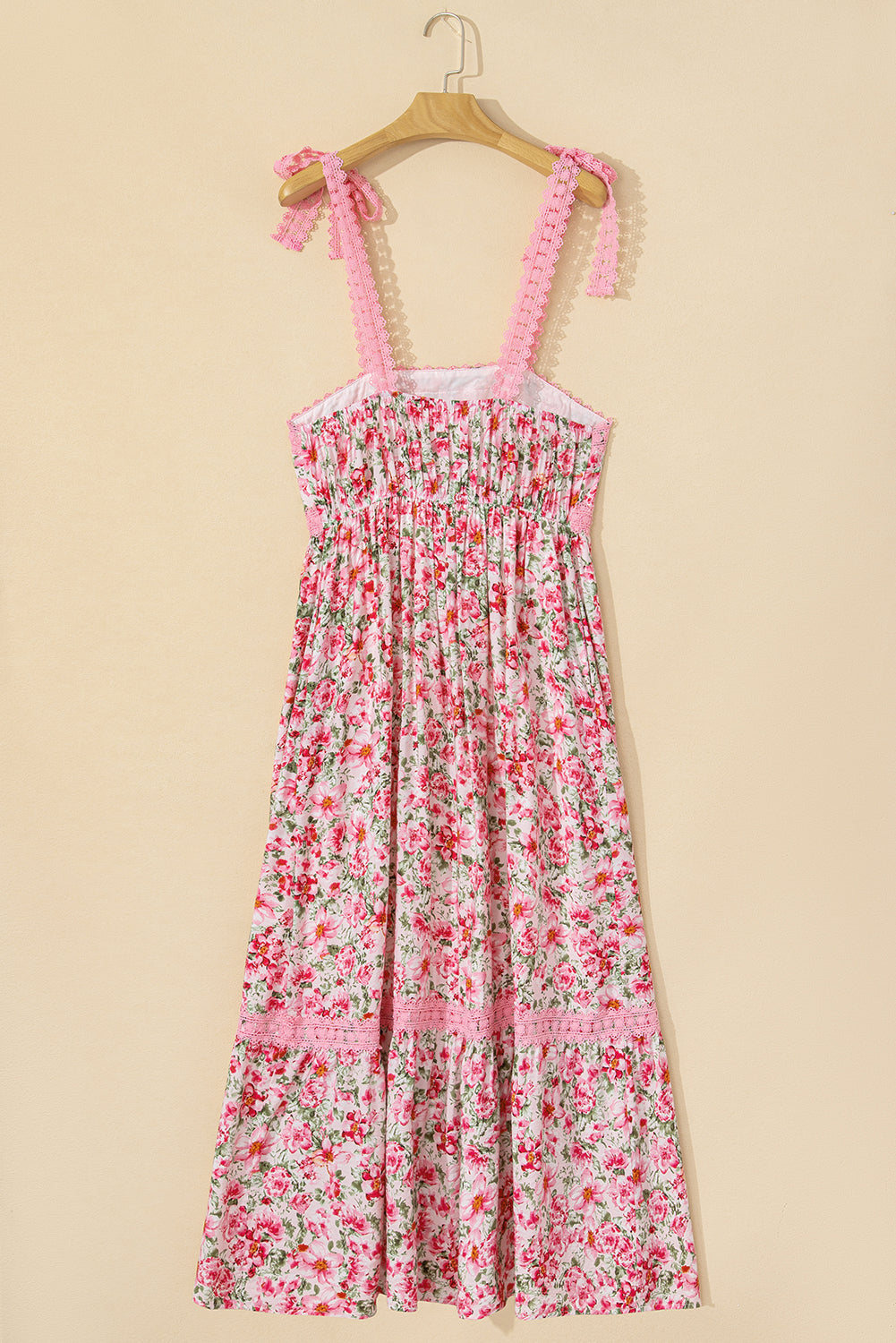 Floral Lace Tied-Strap Empire Waist Maxi Dress