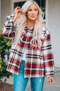 Women's Classic Plaid Button Front Shirt Jacket