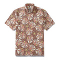 Burgundy button-down shirt with party-themed champagne and ribbon prints