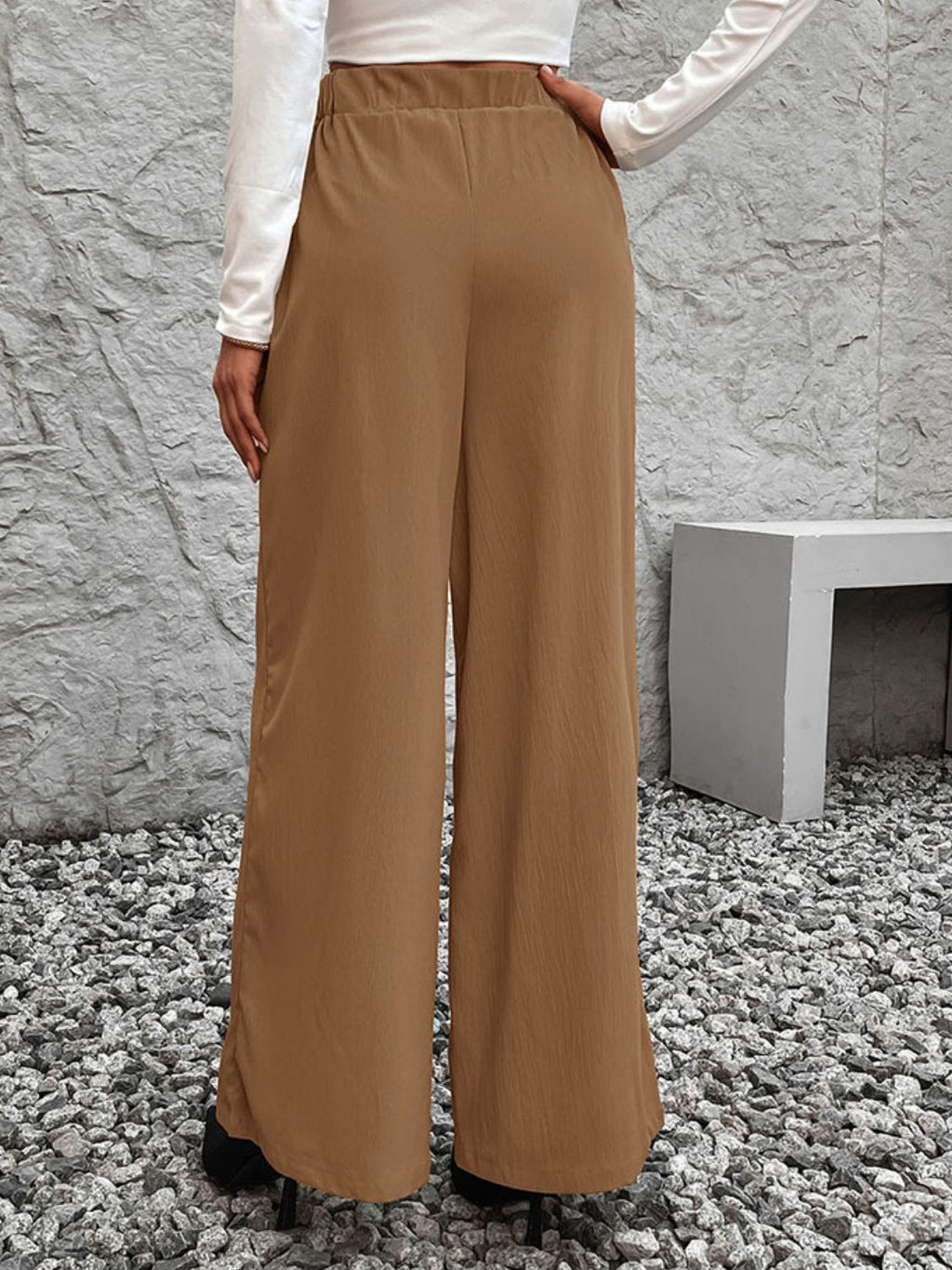 Perfee Tied High Waist Wide Leg Pants | Polyester
