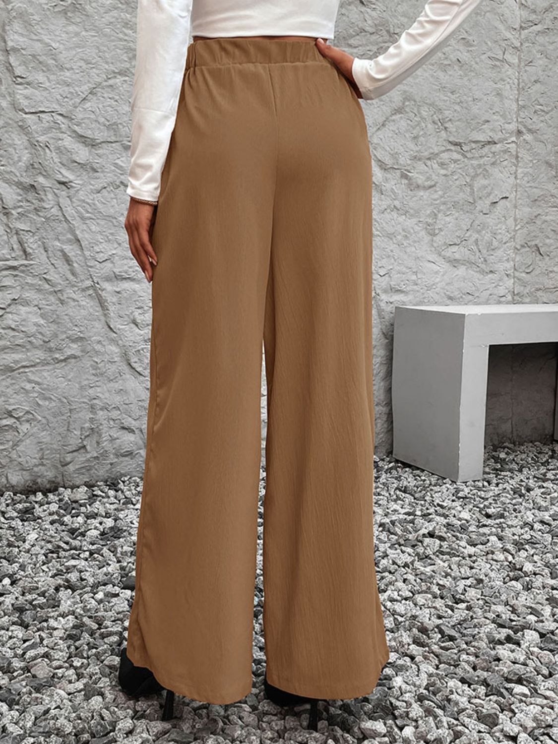 Perfee Tied High Waist Wide Leg Pants | Polyester