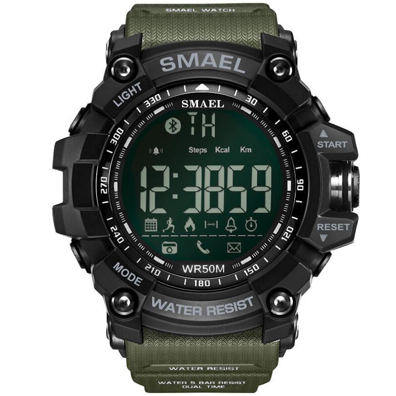 Tactical black multifunction sport watch with fitness tracking features and LED digital display.