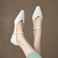Women's Pointed Toe Mary Jane Flats with Low Square Heel - Image 3