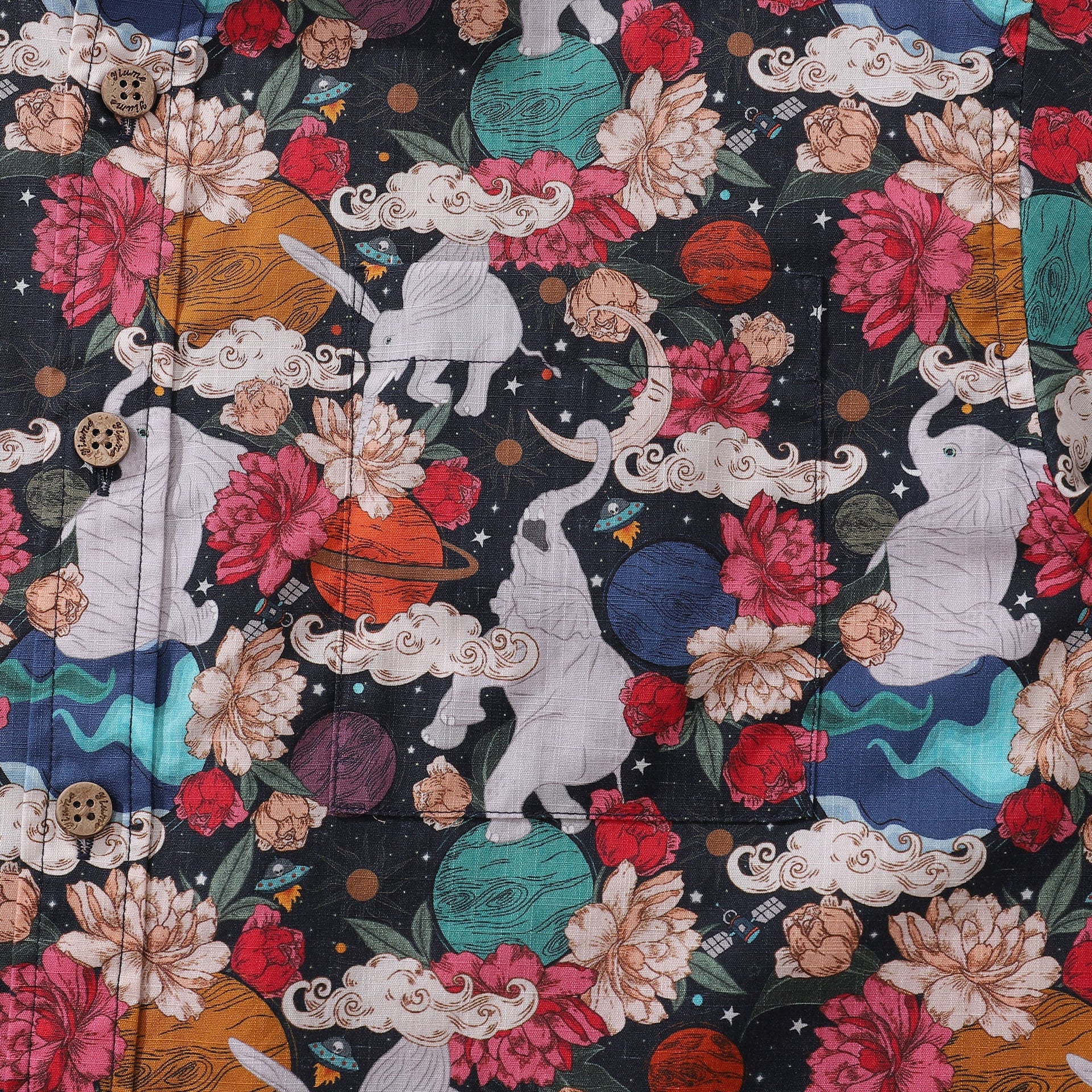 Men's Surrealist Space Short Sleeve Cotton Hawaiian Shirt