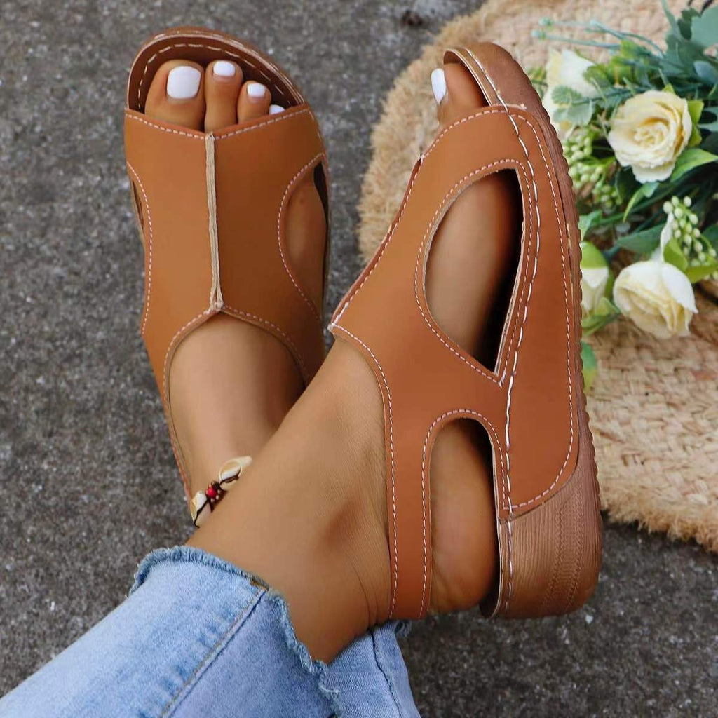 Women’s Casual Fish-Mouth Elastic Band Wedge Sandals - Image 4