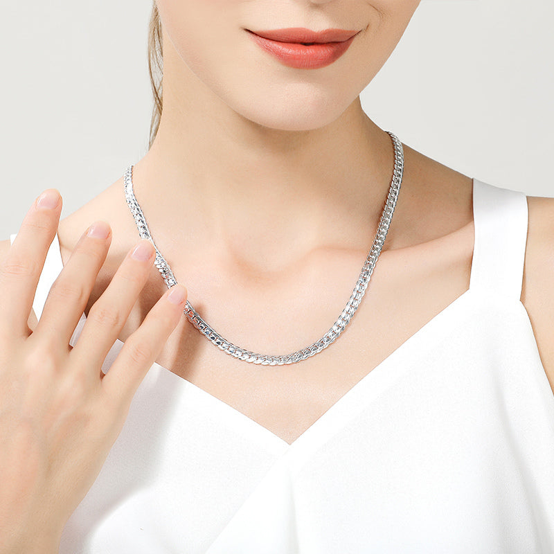 Fashion Silver Plated Gold Plated Exquisite 5MM Full Side Necklace