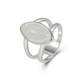 925 Silver-Plated Imitation White Agate Ring, Womens, European And American Style