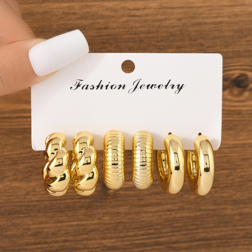 European And American Style Creative Fashion Statement Earrings Womens Earring 3-Piece Set
