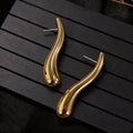 Womens Minimalist Twisted Curved Metal Dangle Earrings,Smooth Gold Tone Curved Bar Earrings For Beach Vacation Daily Wear