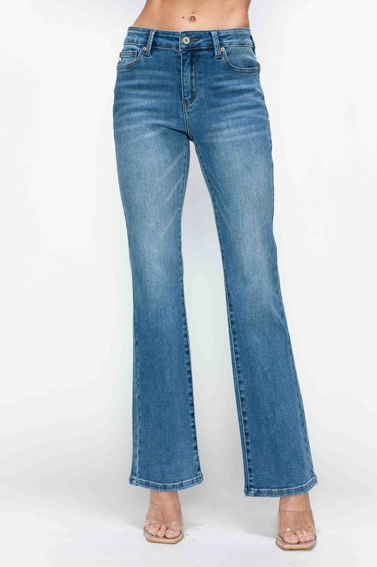 Cat's Whiskers Mid Rise Bootcut Jeans | Medium Blue Denim