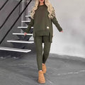 Women's 2-Piece Side-Slit Sweatshirt and High-Waist Legging Set - Image 8