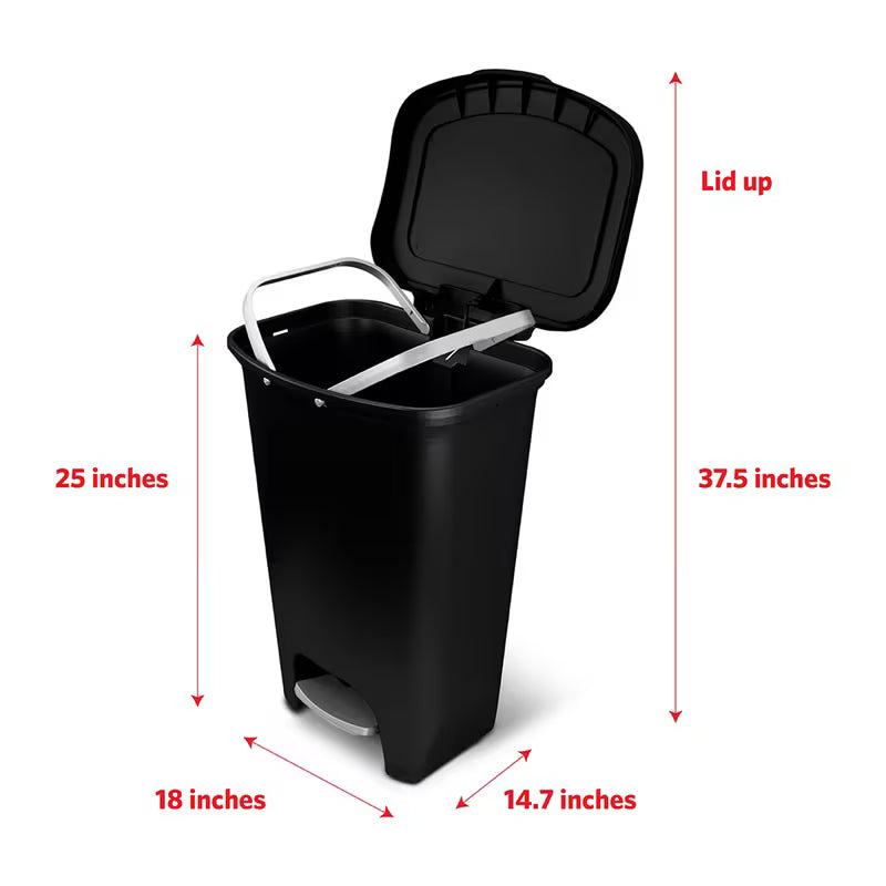 13-Gallon Kitchen Trash Can with Pedal and Bag Rings