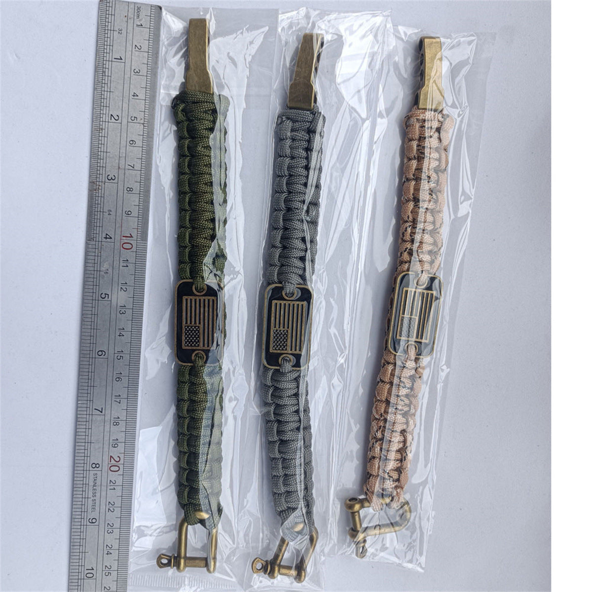 Braided Paracord Bracelet With Survival Zinc Alloy Adjusting Buckle