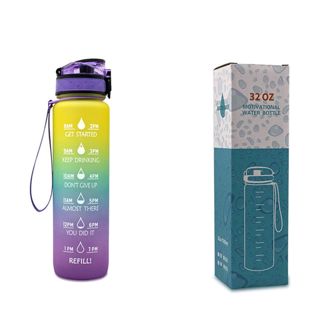 1L Motivational Tritan Water Bottle with Time Marker & Leakproof Lid