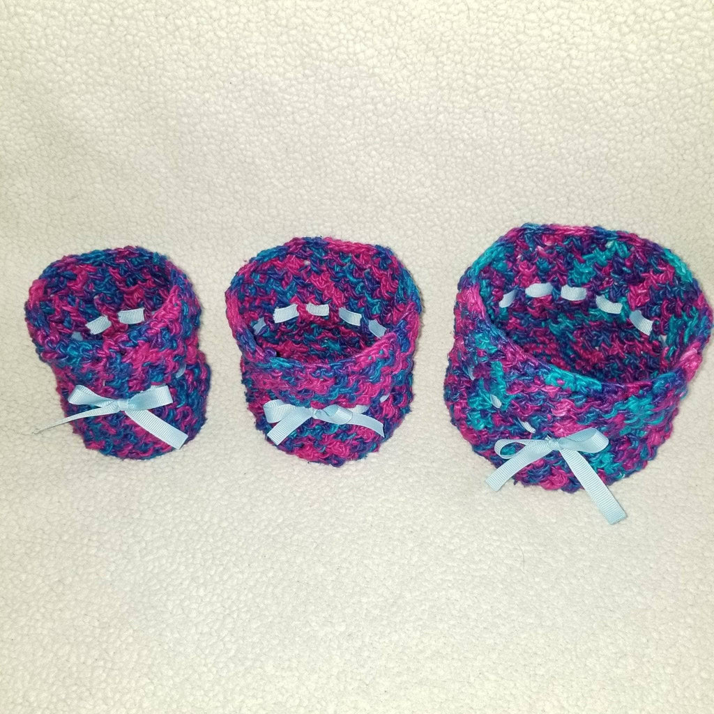 Abigail Basket Trio Crochet Pattern - Set of 3