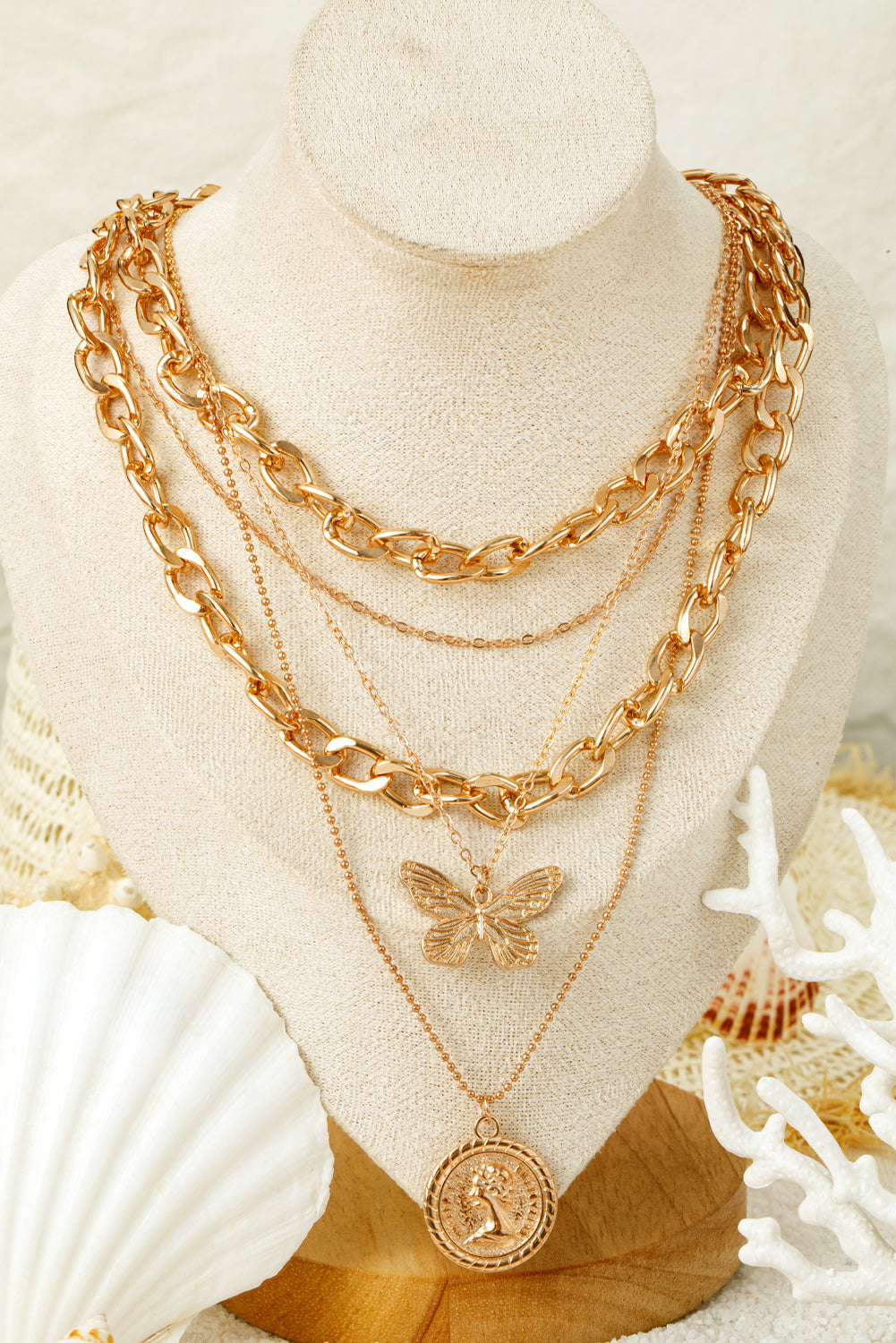 Amara Multilayer Butterfly Charm Necklace