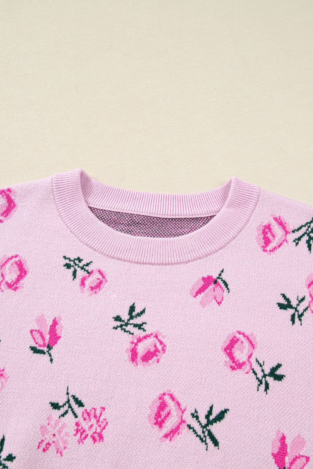 Floral Drop Shoulder Cropped Sweater