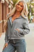 Kayla Waffle Zip Up Hooded Jacket
