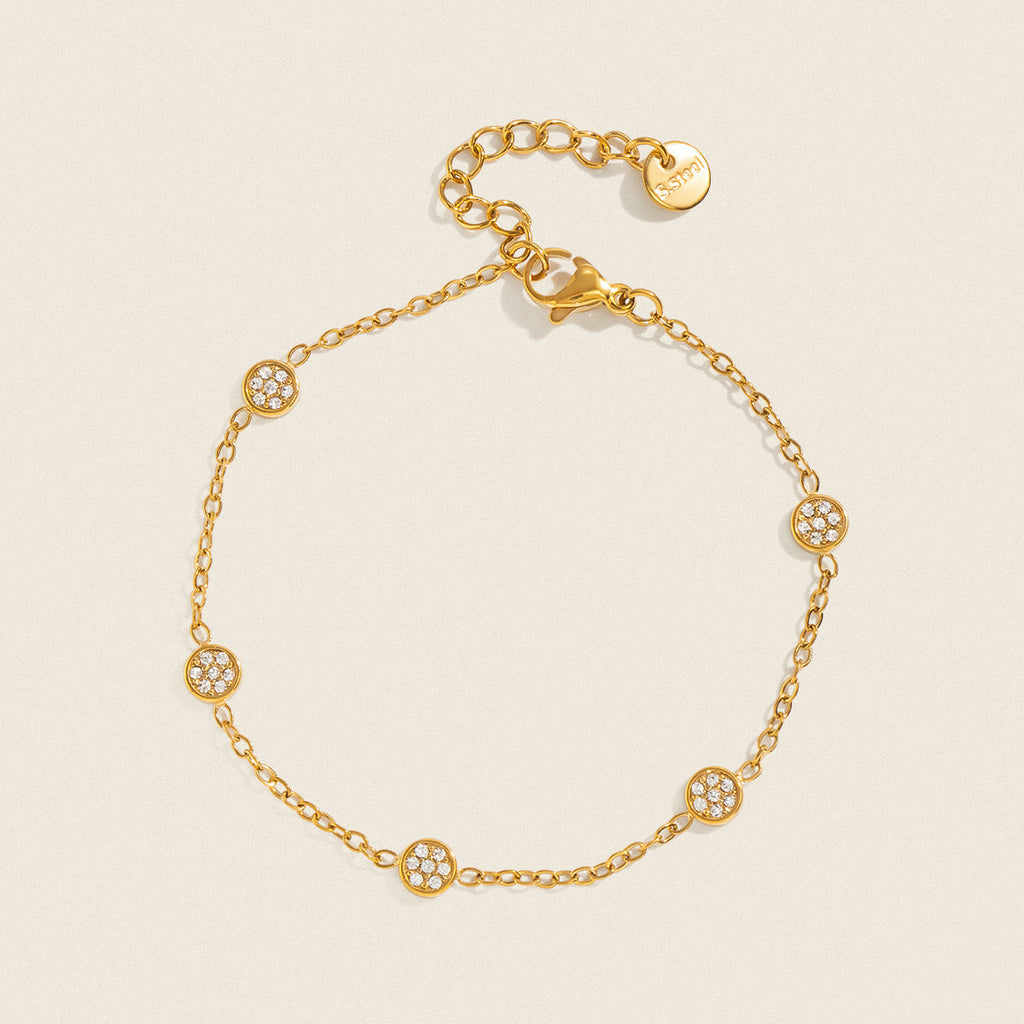 Womens Minimalist Stainless Steel Bracelet With Diamonds
