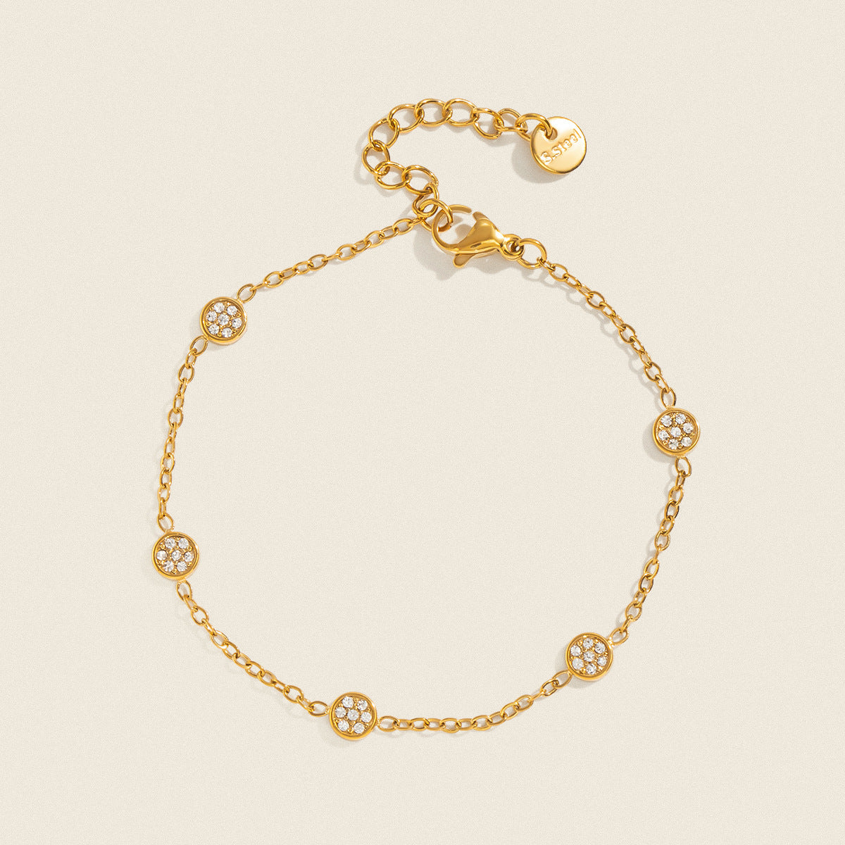 Womens Minimalist Stainless Steel Bracelet With Diamonds