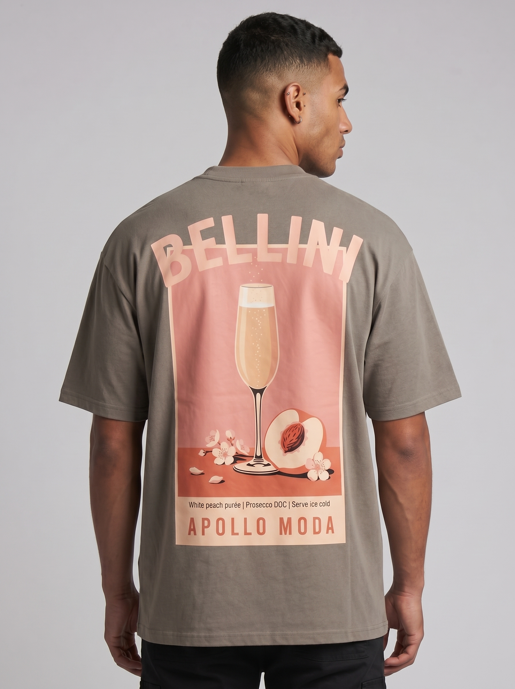 Bellini oversized heavyweight graphic tee in taupe by Apollo Moda