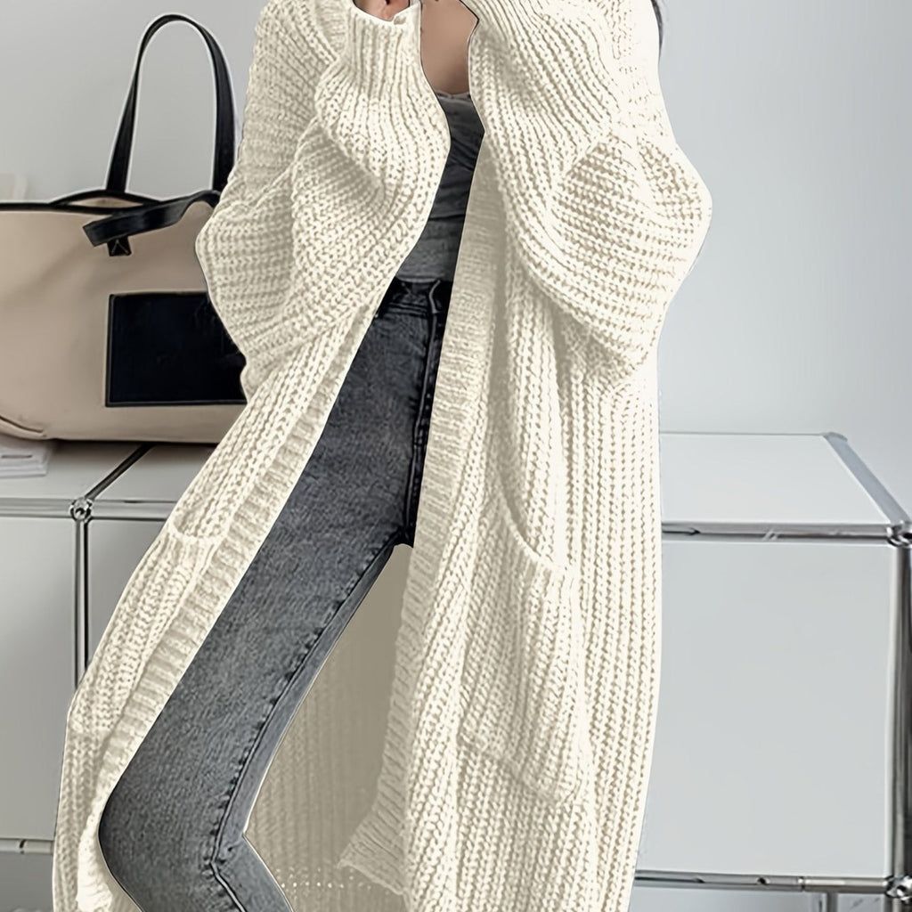 Women's Long Cardigan Over Knee V-Neck Chic