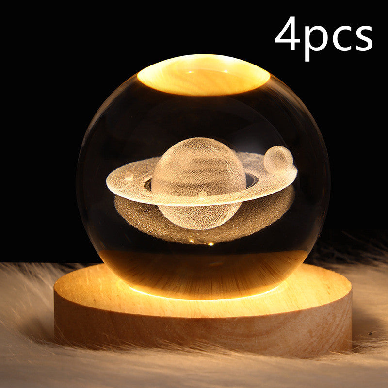 3D Galaxy Crystal Ball LED Night Light Planet Lamp Home Decor