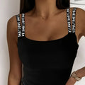 Women's Black Sleeveless Logo Strap Tank Top - Image 4