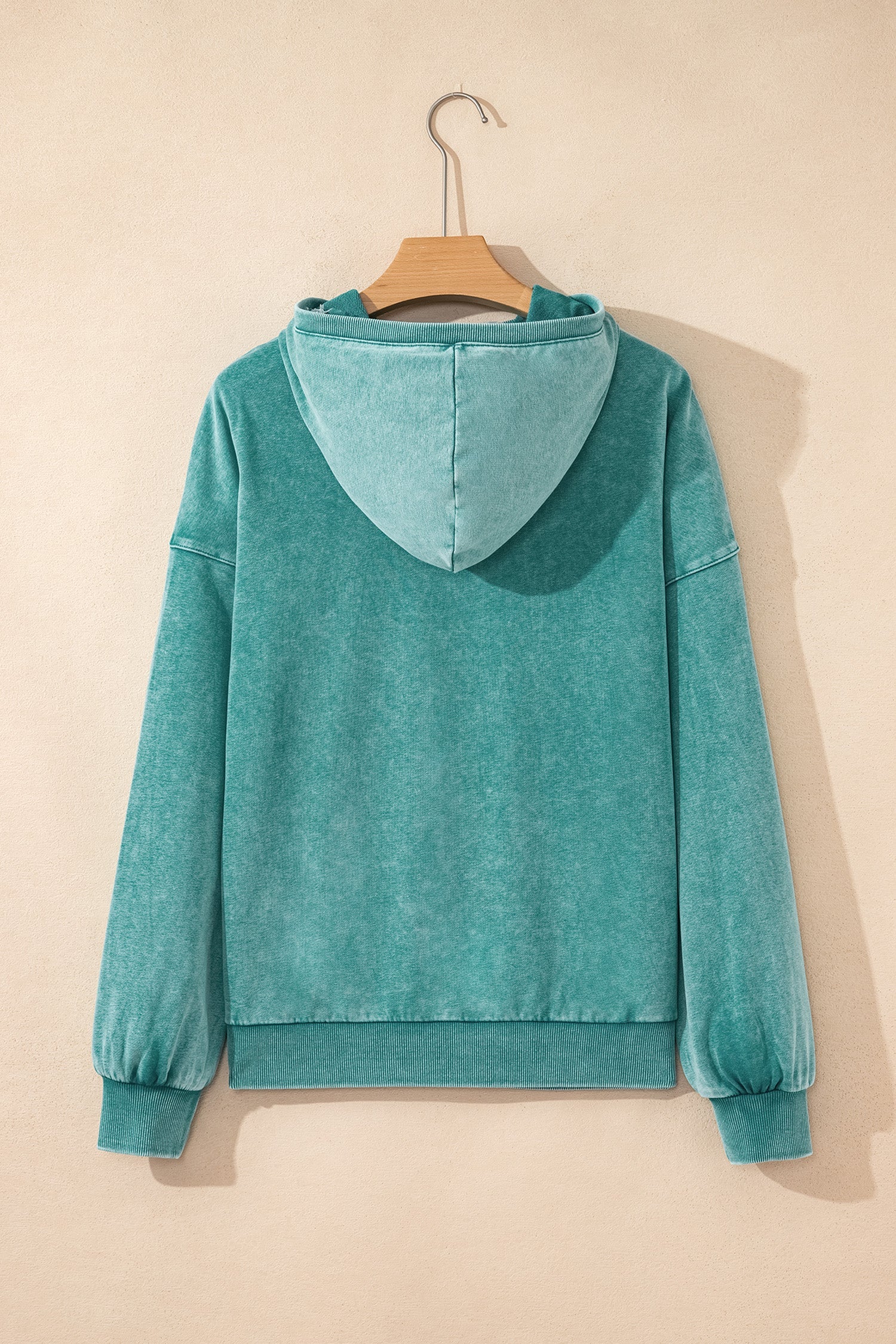 Solid Half-Zip Kangaroo Pocket Baggy Hoodie