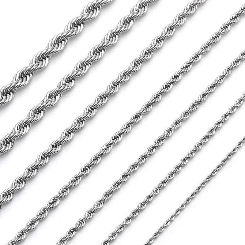Stainless Steel Fried Dough Twists Necklace Fried Dough Twists Chain