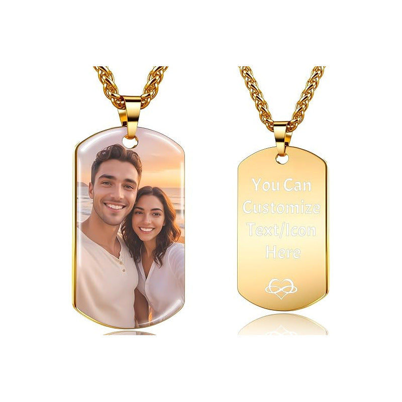 Customized Alloy Necklace With Lettering And Photo Exchange