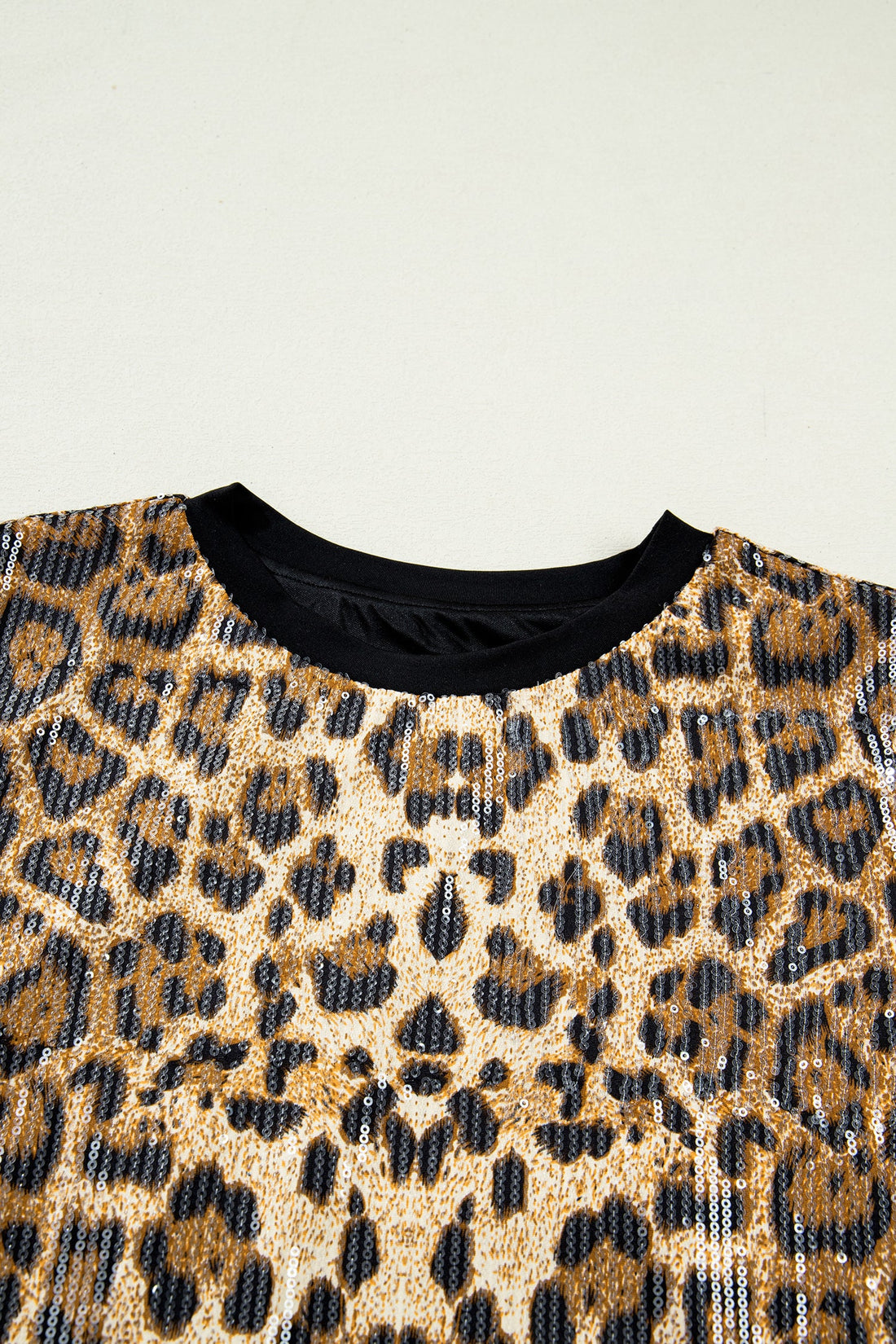 Leopard Sequin Short Sleeve Top