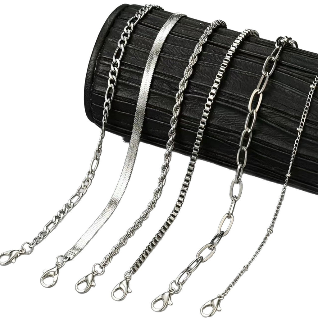 Multi-Layer Figaro Chain Bracelet Minimalist Gold and Silver Set