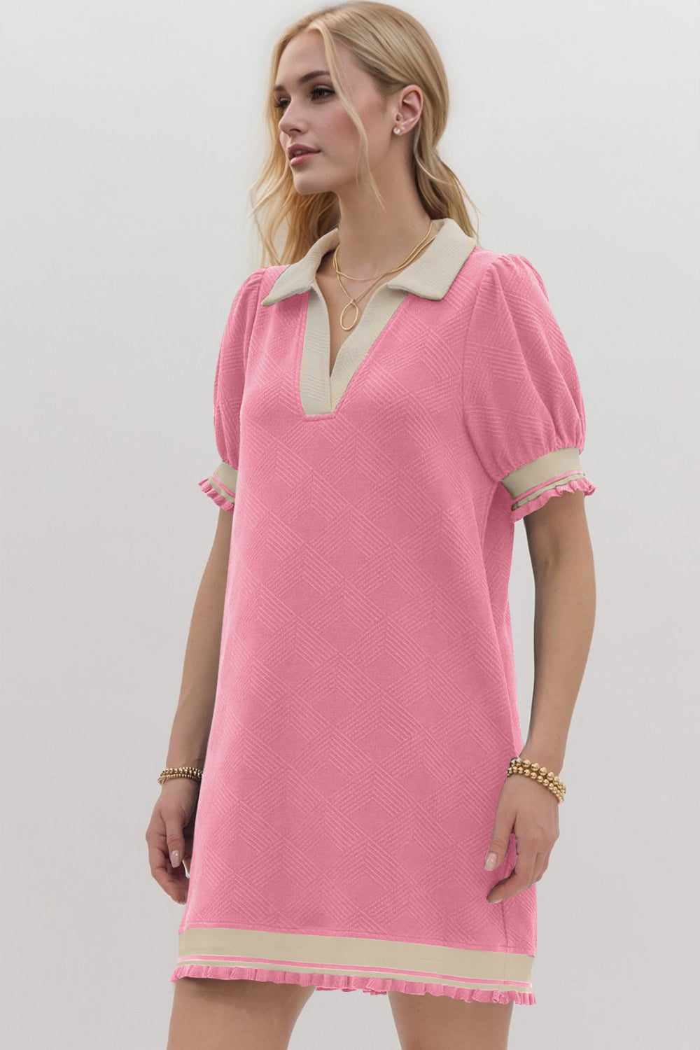 Contrast Short Sleeve Mini Dress for Women