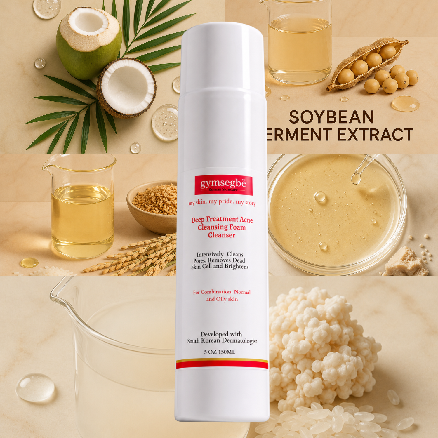 Deep Treatment Acne Cleansing Foam, Pore Clarifying Korean Wash