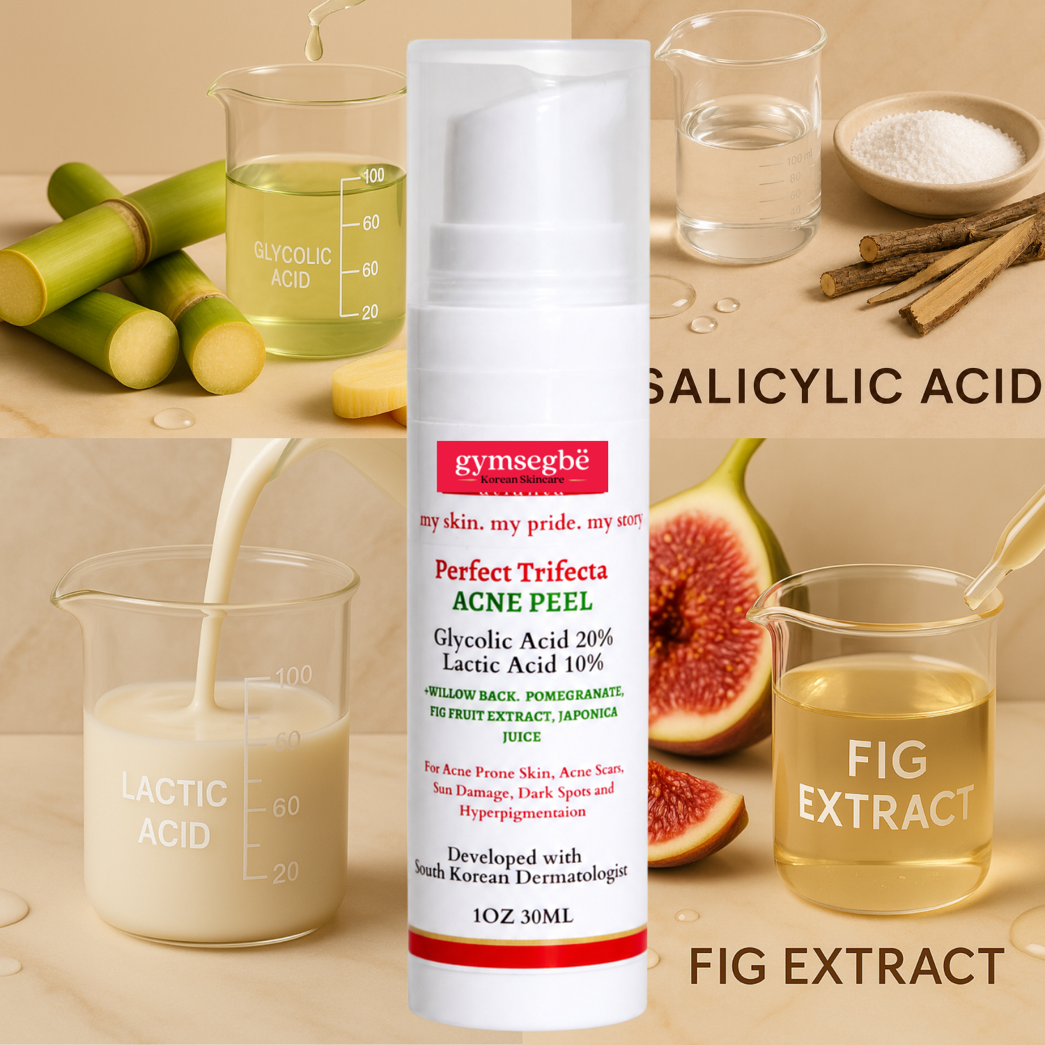 Perfect Trifecta Acne Peel - Glycolic & Lactic Acid Exfoliant