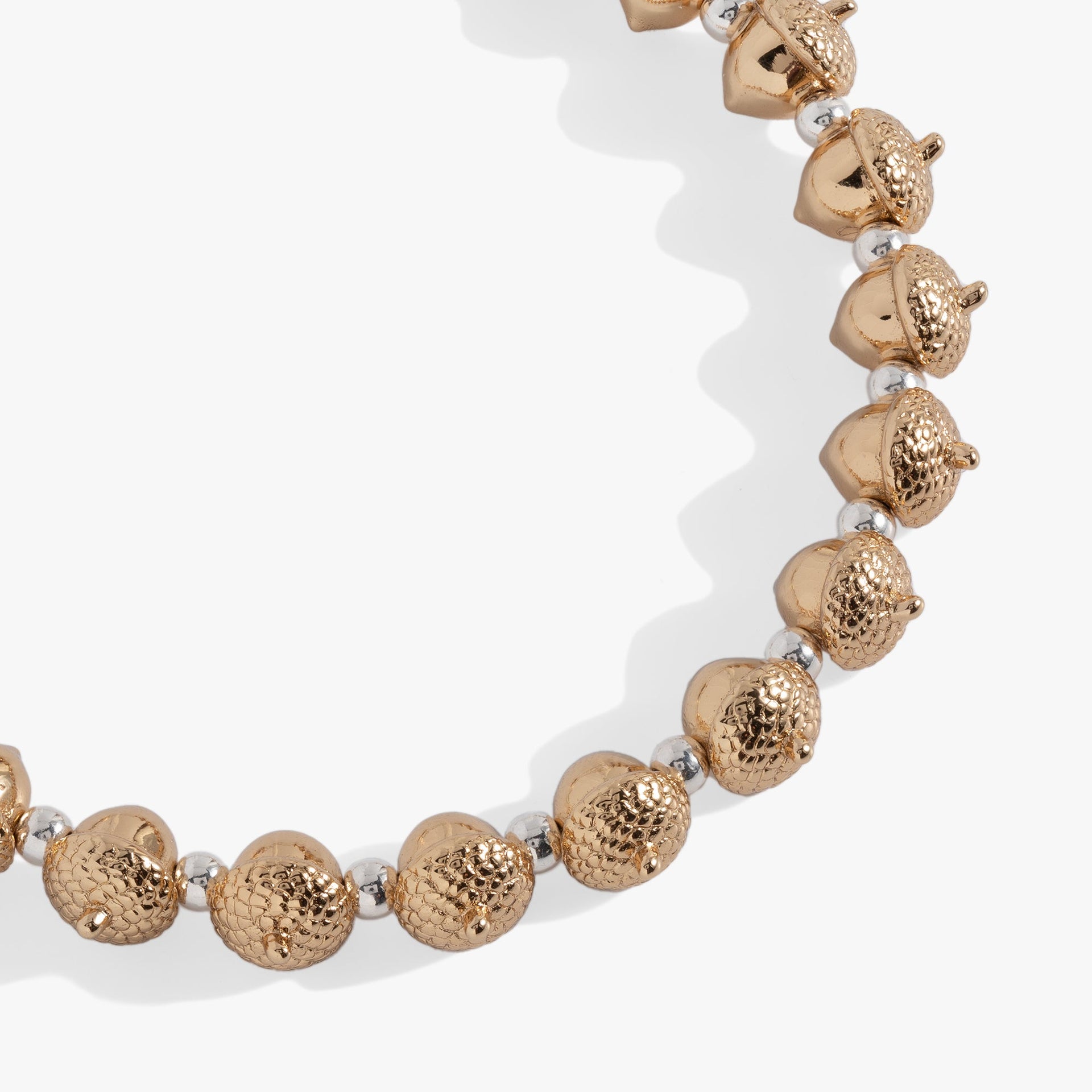 Acorn Beaded Bangle in Gold and Silver Tone Woodland Jewelry