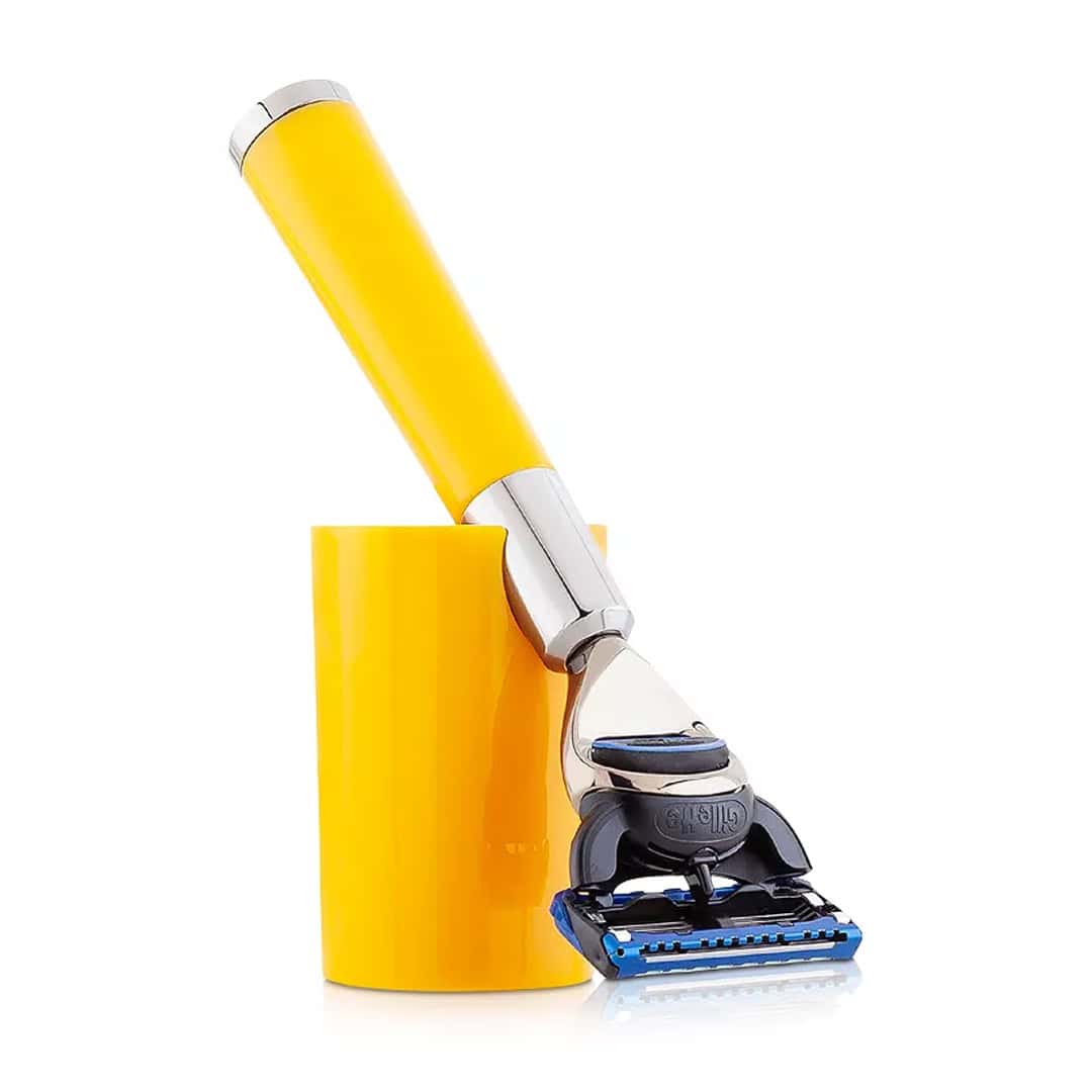 Acqua di Parma Barbiere yellow ergonomic shaving razor for a close, luxury shave