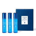 Acqua di Parma Blu Mediterraneo travel fragrance trio in blue bottles