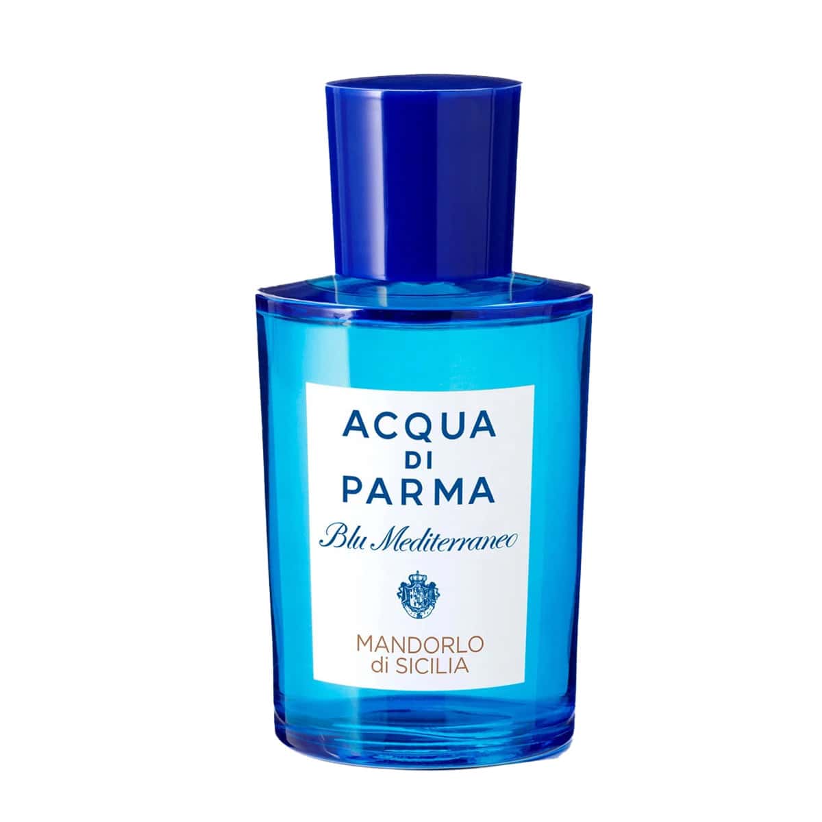 Acqua di Parma Blu Mediterraneo Mandorlo di Sicilia bottle in signature blue and white packaging.