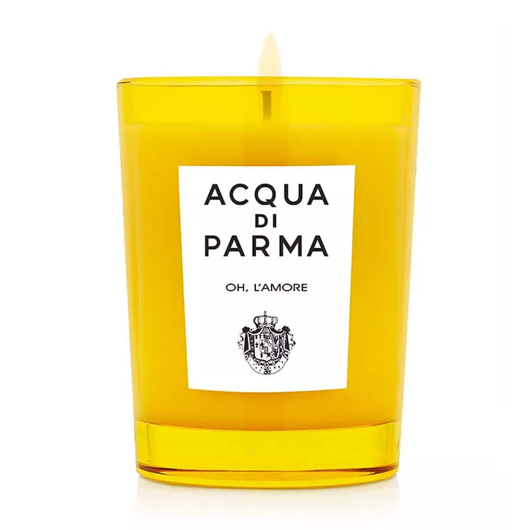 Acqua di Parma Oh, L'Amore 7 oz candle in a vibrant yellow glass jar