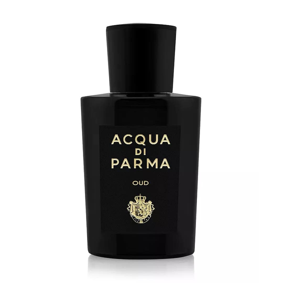 Acqua di Parma Oud Eau de Parfum glass bottle in its signature packaging