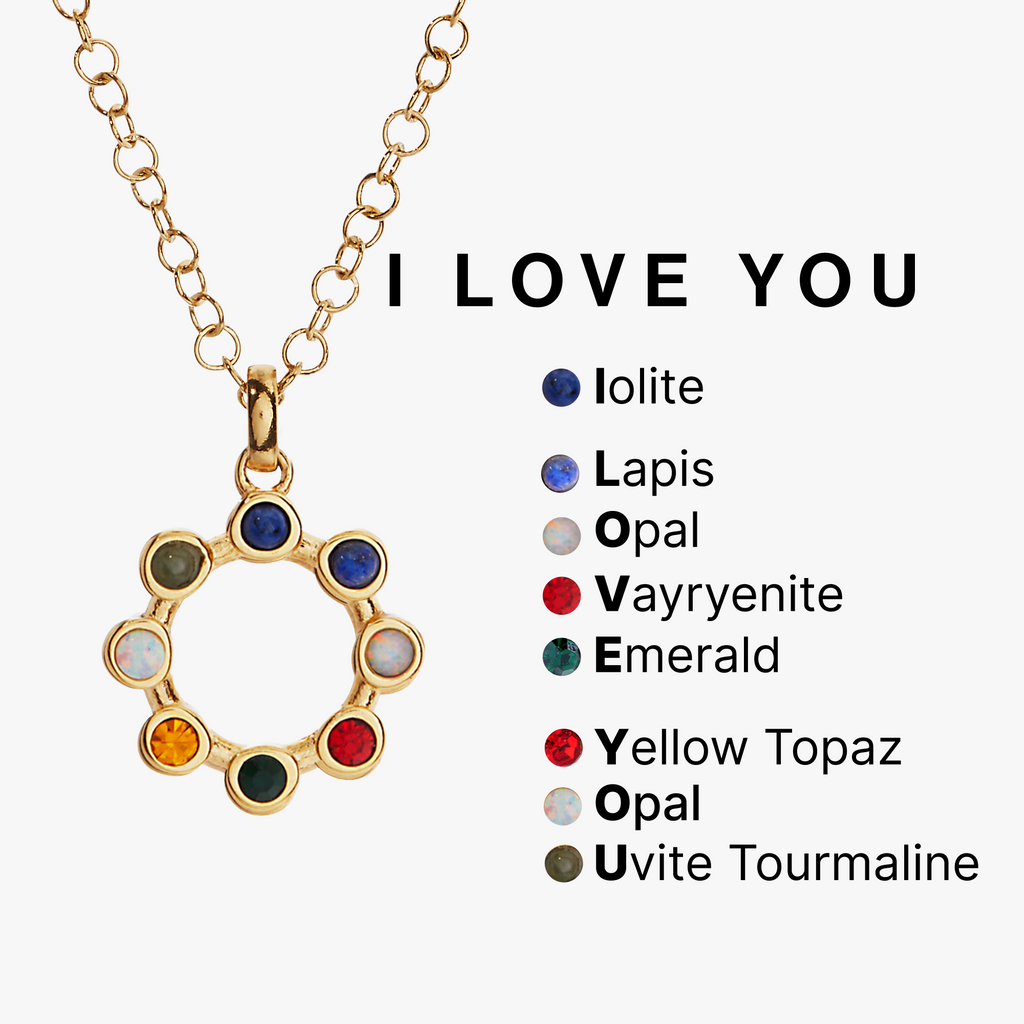 I Love You Hidden Message Acrostic Crystal Charm Necklace