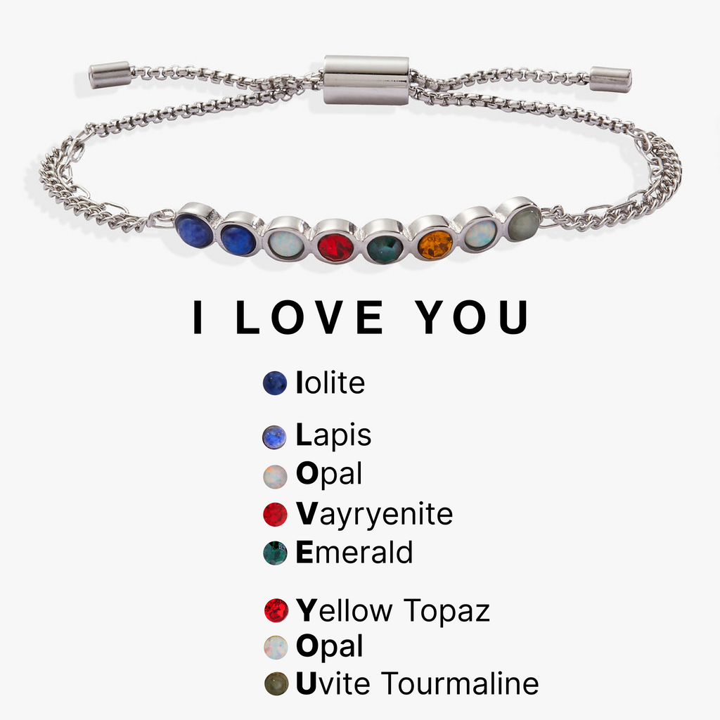 I Love You Acrostic Hidden Message Adjustable Bolo Bracelet
