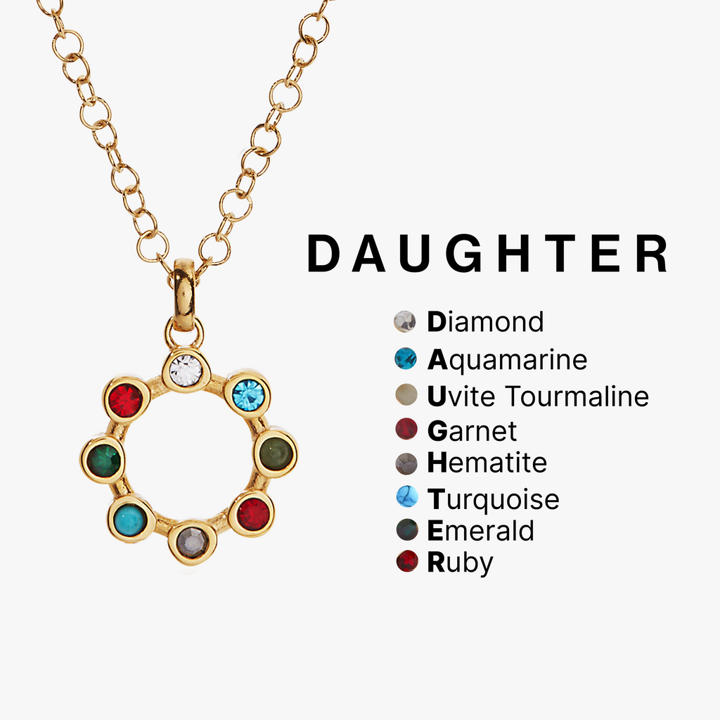 Daughter Hidden Message Acrostic Crystal Pendant Necklace