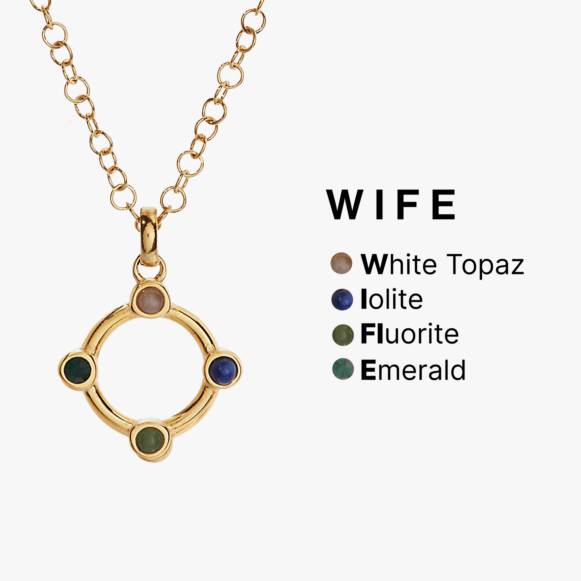 Wife Acrostic Hidden Message Crystal Pendant Necklace