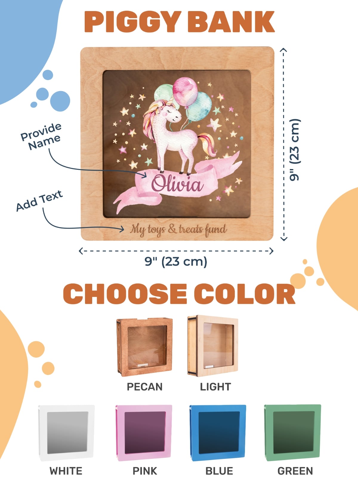 Personalized Unicorn Acrylic Storage Box for Nursery and Kids Room